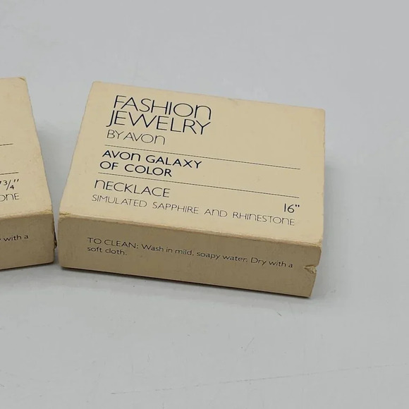 1982 AVON Galaxy of Color Sim Sapphire Chevron Gold Tone Necklace Bracelet Set - Picture 3 of 6